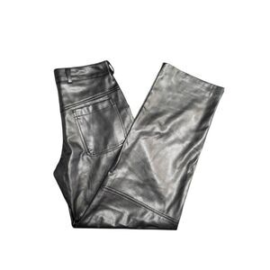 NWT Milio Milano Black Vegan/Faux Leather Wide Leg Women's Medium